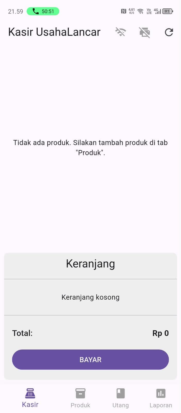 Tampilan Kasir UsahaLancar